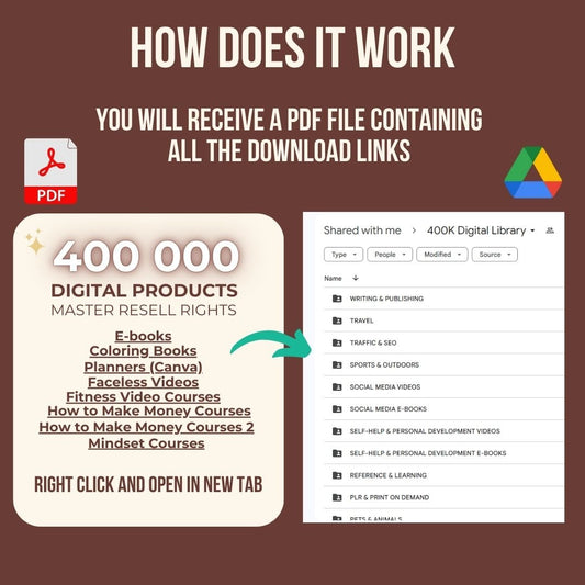 Set of 400k+ Digital Products including E-Books, Canva Templates, Faceless Videos, Planners, Mindset Courses, Make Money Courses